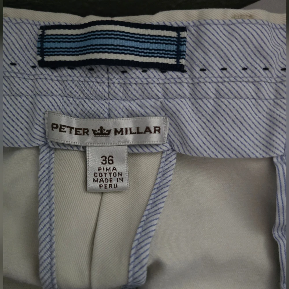 Peter Millar Wicking Golf Chino Casual Shorts Men's‎ Size 36 Ivory